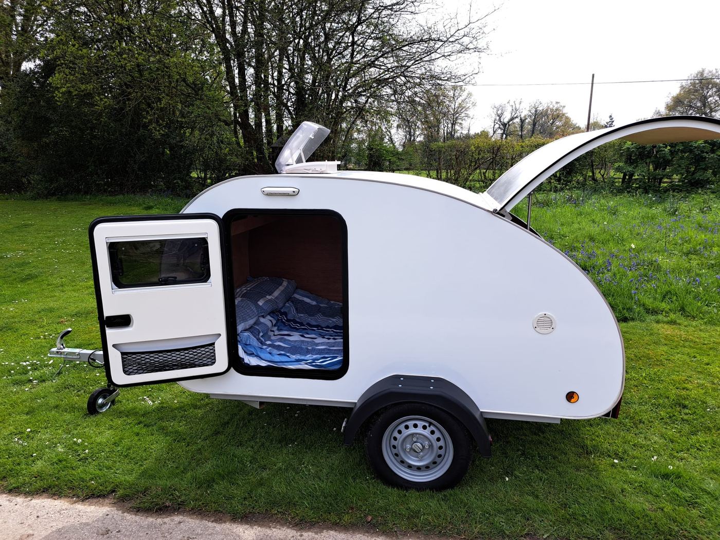 Finished teardrop trailer by JW Camper Carpentry — hand-built custom teardrop caravan